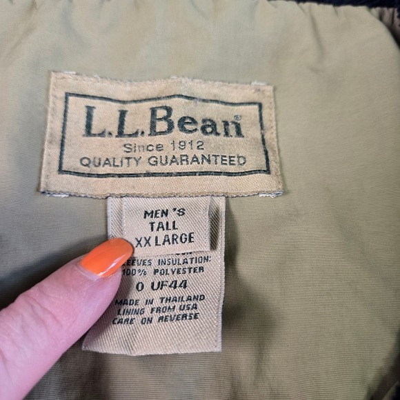 L.L. Bean Men XX Large Tall Beige Fleece Lined Insulated Bomber Jacket PolarTec - Picture 3 of 8